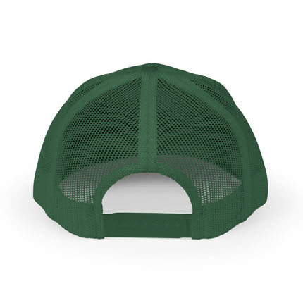 Embroidered Diamond Trucker Cap - Green/White Snapback