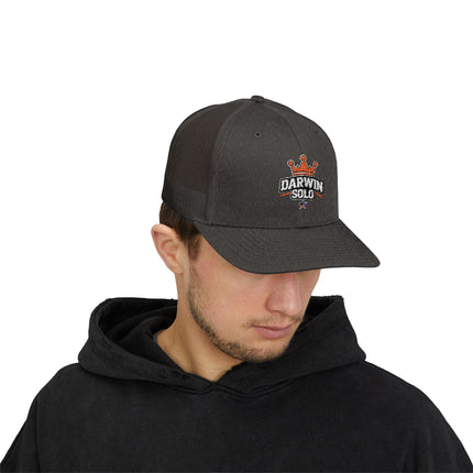 Embroidered Diamond Trucker Cap - Green/White Snapback