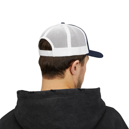 Embroidered Diamond Trucker Cap - Green/White Snapback