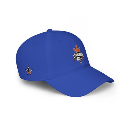 Red Low-Profile Baseball Cap — Retro Cassette & Starburst Embroidered Design